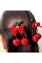 Decorative Artificial Cherry Ornament - Red Ribbon (Set of 2) - 4