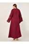 Burgundy Rhinestone Details Embroidered Maxi Jalabiya - 5