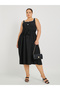 Plus Size Textured Strappy Midi Dress with Tie-Up Belt Detail