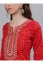 Embroidered Notch Neck Kurta with Skirt and Dupatta Set - 2