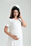 Water Green Patterned Special Design 100% Cotton Summer Woven Maternity Maternity Dressing Gown Nightgown Set - 7