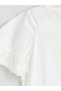 Lcw Kids Ecru Girl's T-Shirt with Crew Neck Scallop Detail - 5