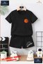 Children's Unisex “Basketball Orange Ball“ Custom Printed Crew Neck T-Shirt - Shorts Set