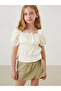 Nevavm Square Collar Girl's T-Shirt with Difference