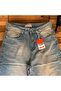 Unisex Vintage Washed Retro Pattern Baggy Jean Capri Bermuda - 2