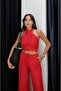 Red Sims Halter Neck Linen Suit - 6
