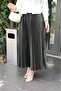Women's Hijab Leather Look Pleated Skirt - 5