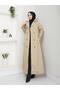 Double-Breasted Collared Belted Full-Length Modest Trench Coat RC1403056 - 3