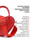 Red Shk236 Faux Leather Zippered Single Compartment Heart Model Hand, Arm and Shoulder Bag - 7