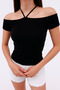 Women's Off Shoulder Halter Neck Crop Blouse – Cotton Summer Model (4 Color Options)