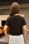 Women's Ribbon Detailed Crew Neck T-Shirt - 3