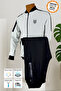 Men's Wolf Printed White Tracksuit Set Breathable Summer Fabric Straight Leg with Zipper Pockets