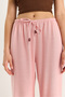 Women's Pink Waist Tie Slim Linen Summer Loose Trousers 3236 60281079 - 5