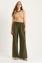 Women's Khaki Waist Tied Thin Linen Summer Loose Trousers 3236 60281079 - 4