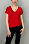 Women's Red Color and Collar Bat Sleeve T-Shirt