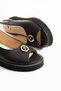 Women's Genuine Leather Wedge Heeled Shoes Black - 4