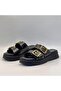 Rosa Black Genuine Leather Buckle Studded Women's Slippers – Comfortable, Stylish and Orthopedic - 7