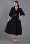 New Season Stretch Fabric Double Breasted Collar Stone Belt Detailed Women's Midi Evening Dress 3602 - 8