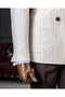 Italian Style Slim Fit Double Breasted Men's Single Jacket Ecru T14279 - 5