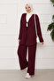 Tie-Front Kimono Set Burgundy - 3