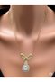 Elegant Bow Stone Detailed 45 cm Steel Gold Necklace - 2