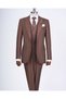 Italian Style Slim Fit Men Jacket Vest Pants Suit Brown T13463 - 6