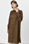 Bow and Pocket Detailed Linen Tunic Brown - 3