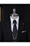 Italian Style Combination Suit Jacket Vest Pant Black T14039 - 2