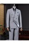 Italian Style Double Breasted Jacket Pants Suit Anthracite T14024 - 3