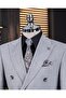Italian Style Double Breasted Jacket Pants Suit Anthracite T14024 - 4