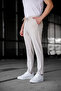 Men's Beige Relaxed Fit Side Pockets Elastic Waist Lace up Jogger Trousers - 5