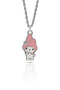 Hello Kitty My Melody Character Necklace – Pink White Enamel Silver Color with Twisted Chain