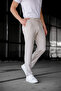 Men's Beige Relaxed Fit Side Pockets Elastic Waist Lace up Jogger Trousers - 4