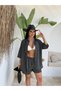 Women's Striped Linen Fabric Oversize Shirt Shorts Set