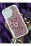 iPhone 7 Plus / 8 Plus Compatible Stylish Phone Case with Heart Pink Glitter Pearl and Ribbon Detail - 6