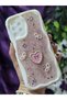 Samsung Galaxy A13 Compatible Stylish Phone Case with Heart Pink Glitter Pearl and Ribbon Detail