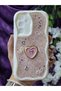 Samsung Galaxy A34 Compatible Stylish Phone Case with Heart Pink Glitter Pearl and Ribbon Detail