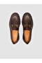 100% Genuine Leather Brown Buckle Men's Casual Shoes - 4