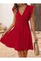 New Season Women's Short Sleeve Double Breasted Collar Aerobin Summer Dress with Elastic Waist - 3