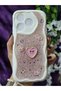 Realme C63 and Realme C61 Compatible Heart Pink Glitter Pearl and Ribbon Detailed Phone Case - 3