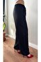 Women's Black Elastic Waist Soft Linen (Sofia) Wide Leg Palazzo Trousers - 3