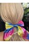 Rainbow Mermaid Shiny Glitter Colorful Long Tail with Scarf Big Bow Rubber Buckle - 2