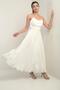 Women's Degaje Strapless Neckline Lined Organza Satin Midi Dress - 3
