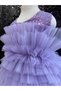 Pearl Detail Ruffle Floor Floor Puffy Girl's Evening Dress - 2