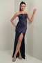 Women's Strapless Front Underwire Lined Satin Long Dress - 2