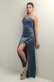 Women's Strapless Front Underwire Lined Satin Long Dress - 3