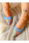 Cinderella Blue Leather Color Glitter Detail 5 cm Heel Sandals - 5