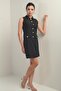 Women's Double Pocket Button Detailed Sleeveless Short Dress - 3