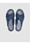 100% Genuine Leather Navy Blue Men's Slippers - 4