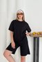 Women's Black Modal Fabric Short Sleeve Basic Shorts Suit - 6